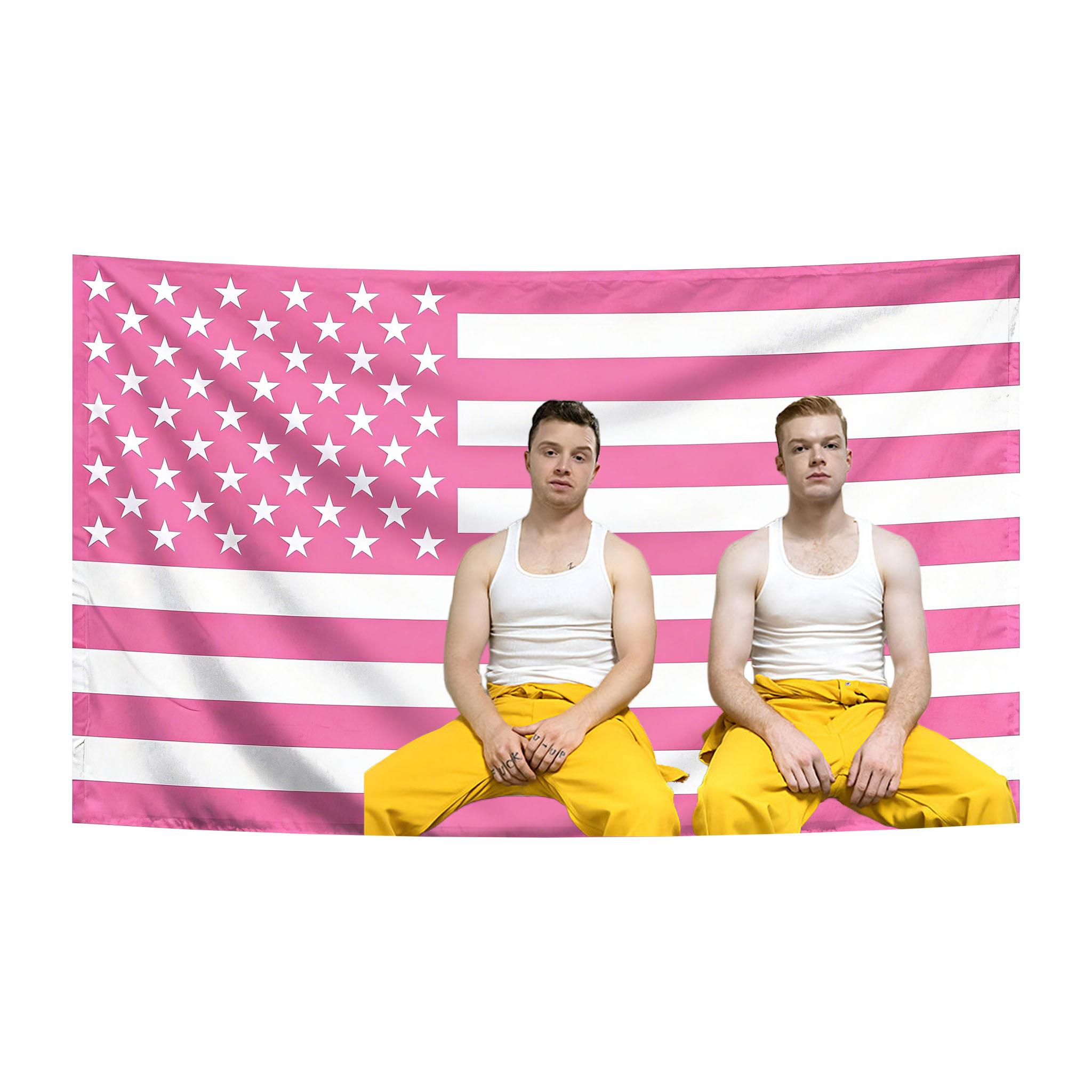 

Funny Lip And Ian Brothers Pink American Flag Printed Tapestry Hippie Room Wall Aesthetic Background Cloth 74x94cm(29x37in)