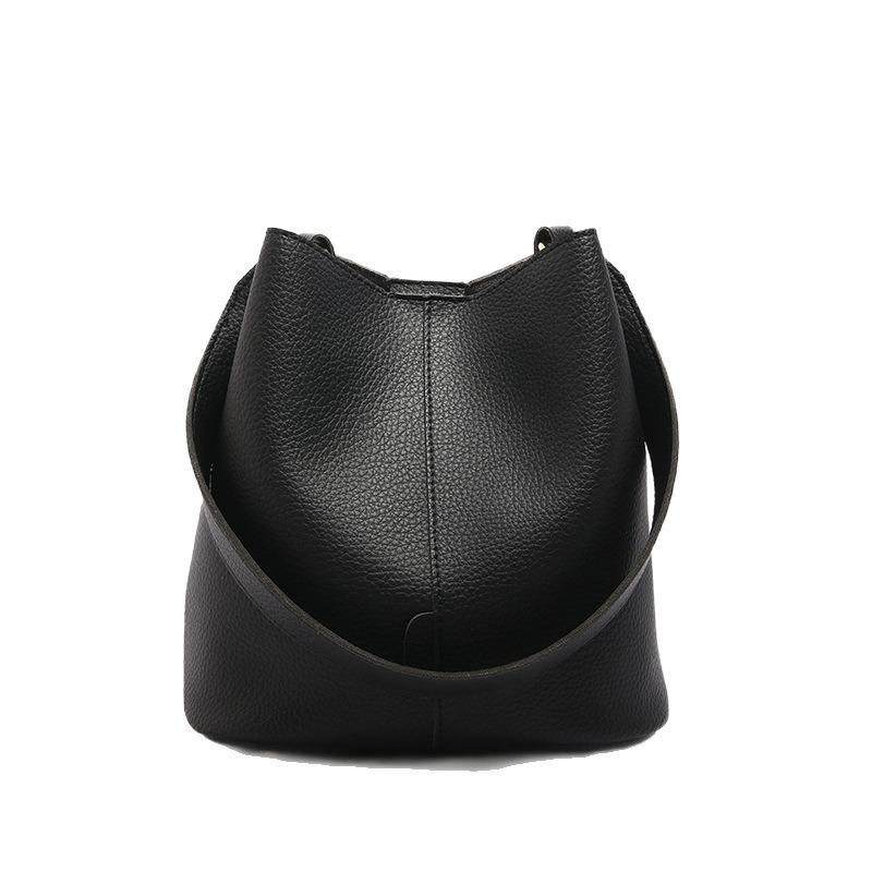 Commuter Versatile Solid Color Bag Women's New Retro Fashion Bucket Bag Niche High-end Casual Shoulder Bag