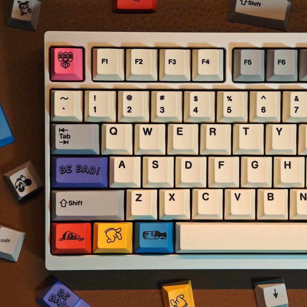 143-Keys Translucent PBT Rubber Tube Keycap Set with Side-Printed Five-Sided Dye-Sublimation for Mechanical Keyboards