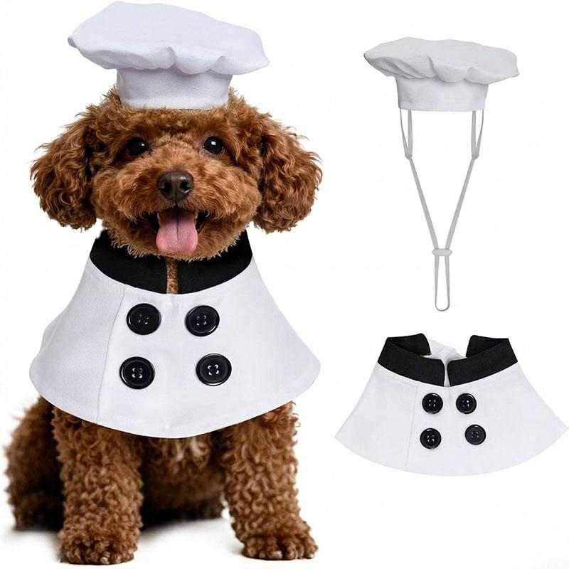 Pet Chef Clothing Cat Dog Universal Cute Chef Hat Shawl Set Party Photo Pet Clothing