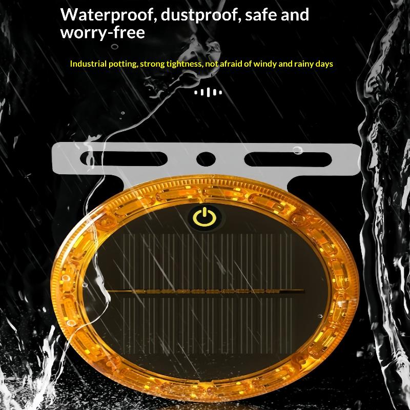 Yellow Flashing Light Touch Auto Solar Charging Car Night Safety Strong Magnetic Base Car Warning Lamp Anti-Collision Tail Light