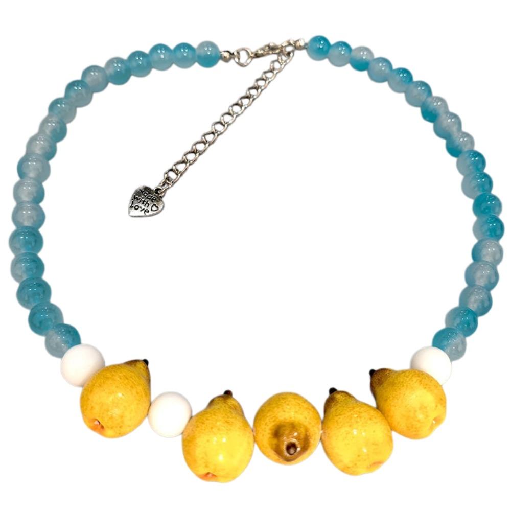 Bunte Perlen Früchte Choker Blaubeeren Perlen Schlüsselbein Kette Mode Perlen Frucht Halskette Damen