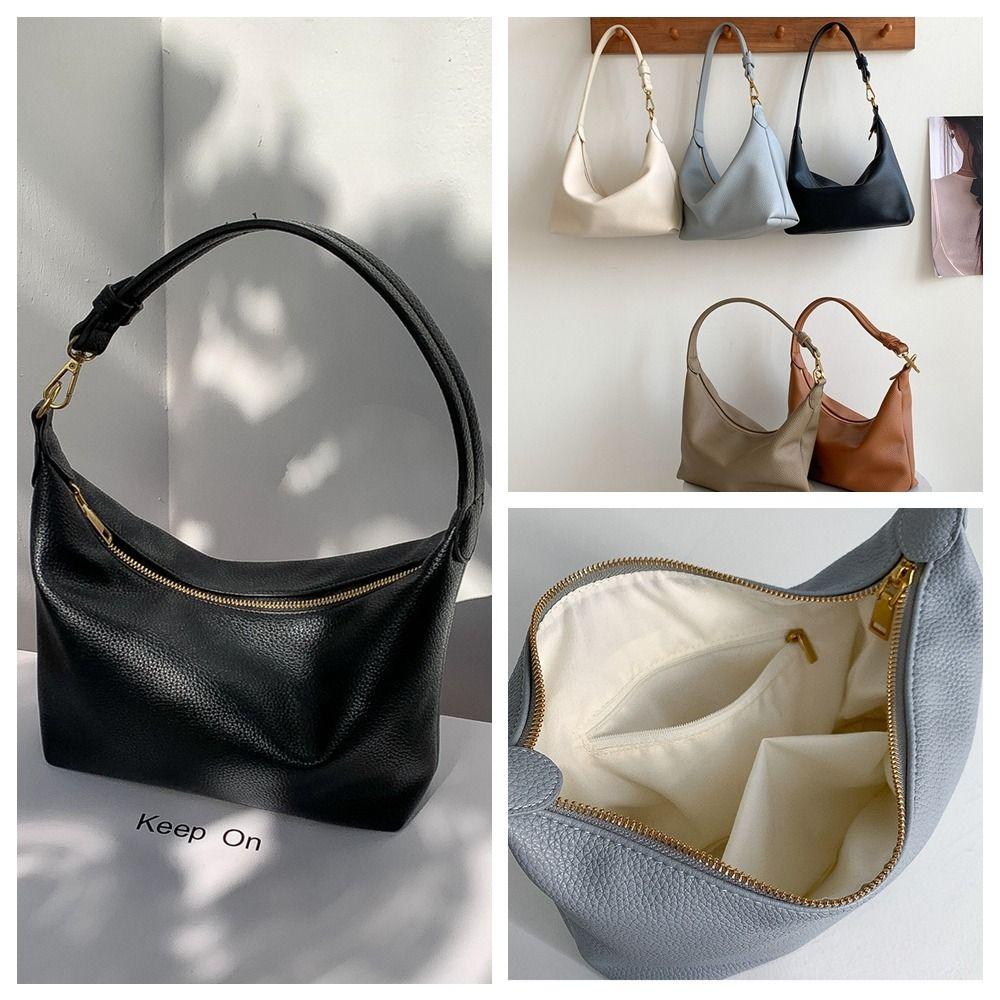 Solid Color PU Hobo Bag Korean Style PU Dumpling Bag Elegant French Style Handbag  Autumn