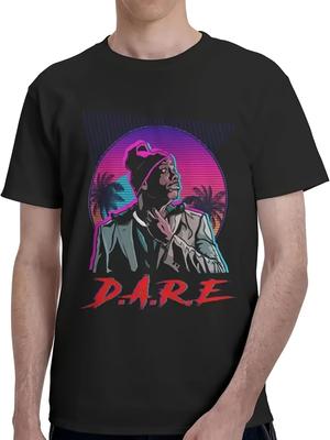 Men's & Women's D A R E Retro Neon T-Shirt - 100% Cotton Unisex Streetwear Tee with Neon Lettering,