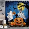 Bathroom Halloween Gnome Truck Shower Curtain Pumpkin Trick-or-Treaters Spooky Witch Spooky Skull Fabric Shower Curtain Festive
