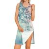 Sleeveless Floral Print Dress for Women with Tear Away Design Suitable for Post Shoulder Surgery Recovery Casual Loose Fit