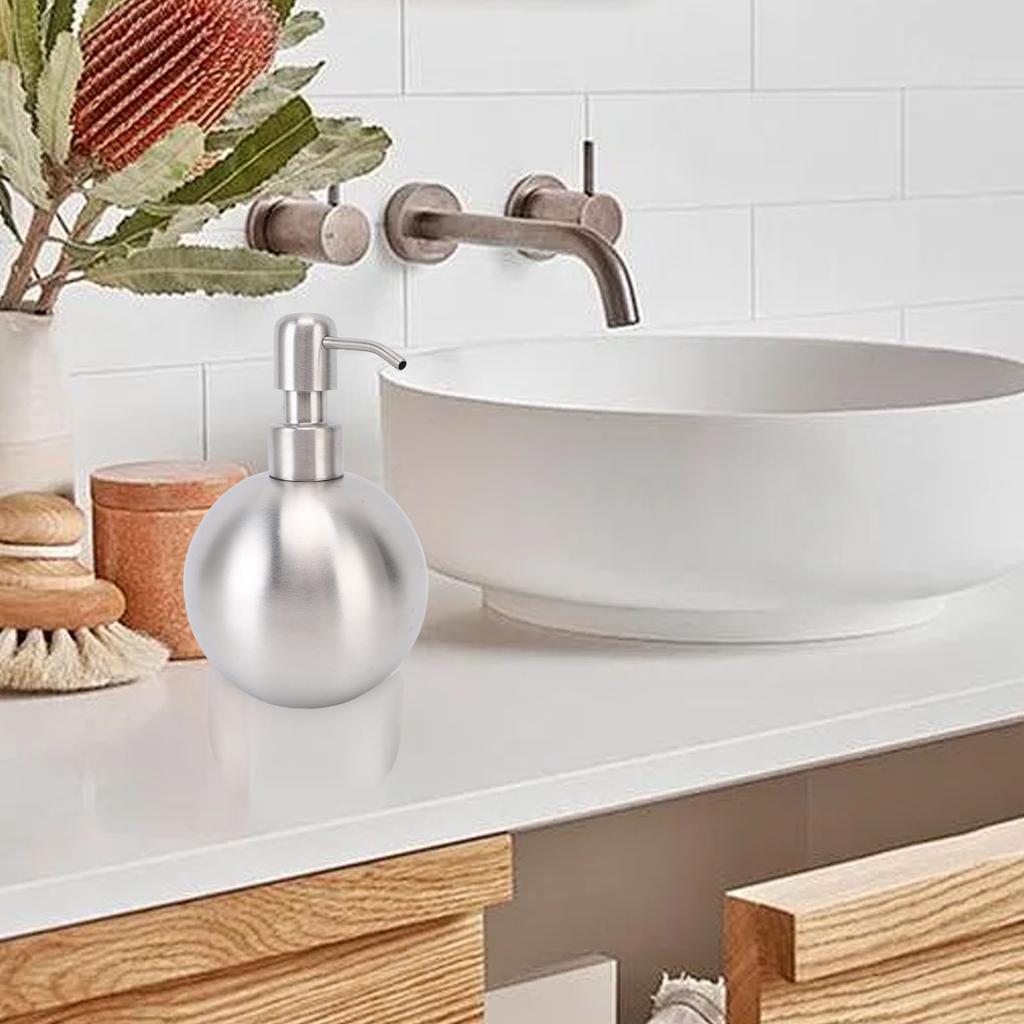 500ml Stainless Steel Soap Dispenser, Refillable Rust Proof Liquid Pump Bottle for Kitchen Bathroom Countertop Commercial Residential Use