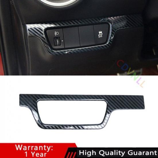 For Kia K3 Forte 2019-2024 Steel Carbon Fiber Headlight Button Frame Cover Trim