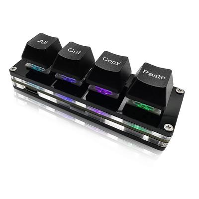 BTXETUEL Mini 4 Tangenter Markera Allt Klipp Ut Kopiera Klistra In Makroknapp Ctrl AXCV Genväg Enhandstangentbord RGB Gaming Mekaniskt Tangentbord OSU-tangentbord