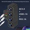 Phone Power Adapter QC3.0+PD 3.1A 120W Car Cigarette Lighter Socket Splitter Plug 4-Socket 3 USB Ports USB Phone Charger Adapter