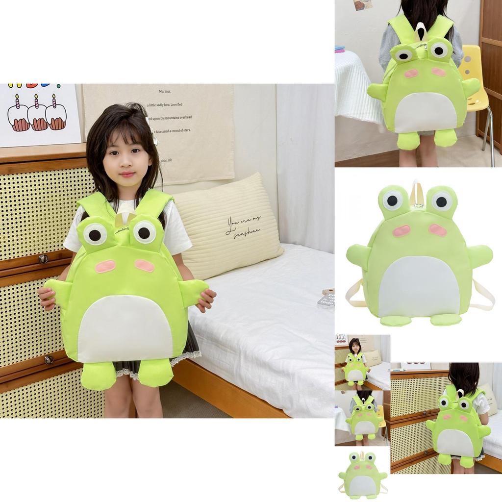 Entzückender grüner Nylon-Frosch-Rucksack für Kinder Jungen und Mädchen Atmungsaktive Träger