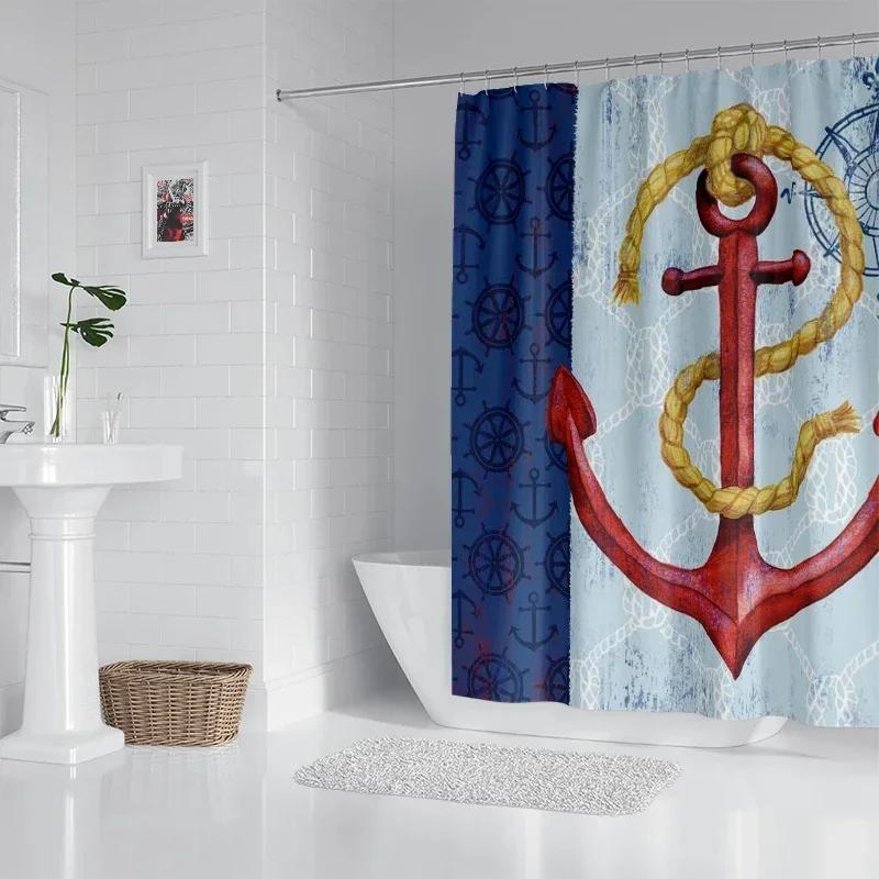 House Hold Waterproof Fabric Household Shower Curtain Accessories Shower Curtain 240 * 200 Home Marine Style Shower Curtain