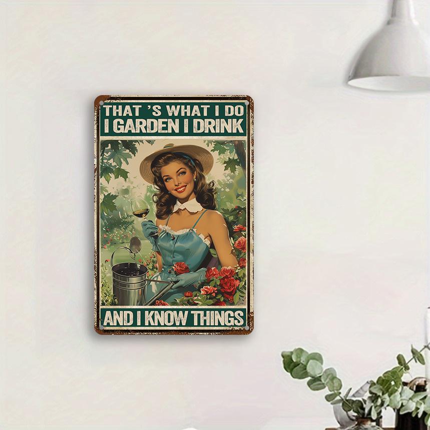 Vintage Style Aluminum Metal Tin Sign - Multi-purpose Wall Hanging Decoration Featuring the Quote "I Garden, I Like