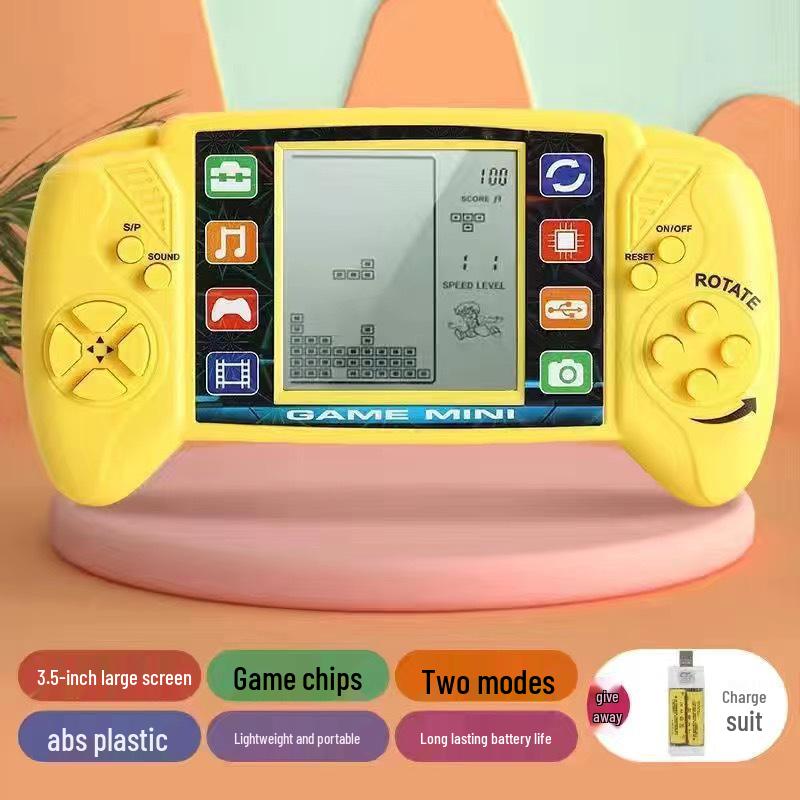 Nostalgic Retro Russian Tetris Handheld Game Console with Large Screen for Children's Play.