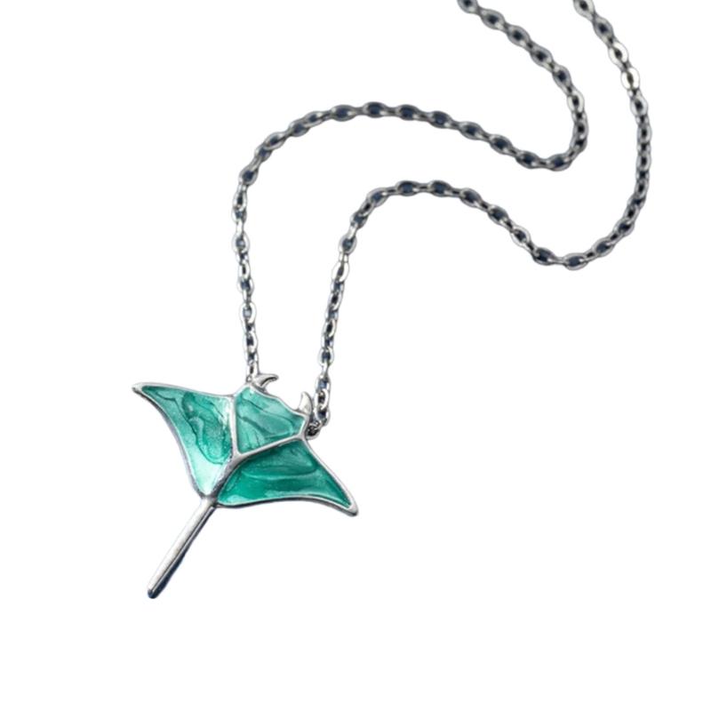 Oceanic Manta Ray Design Alloy Necklace Adjustable 45cm Beach Party Jewelry For Fashion Lovers