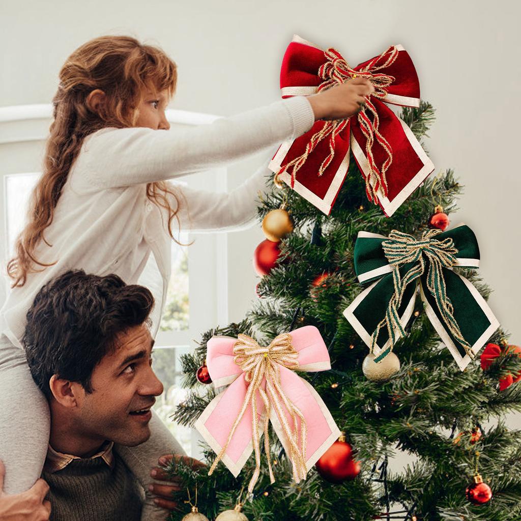 Christmas Decorations High-end Gold Velvet Bow Christmas Flocking Bow