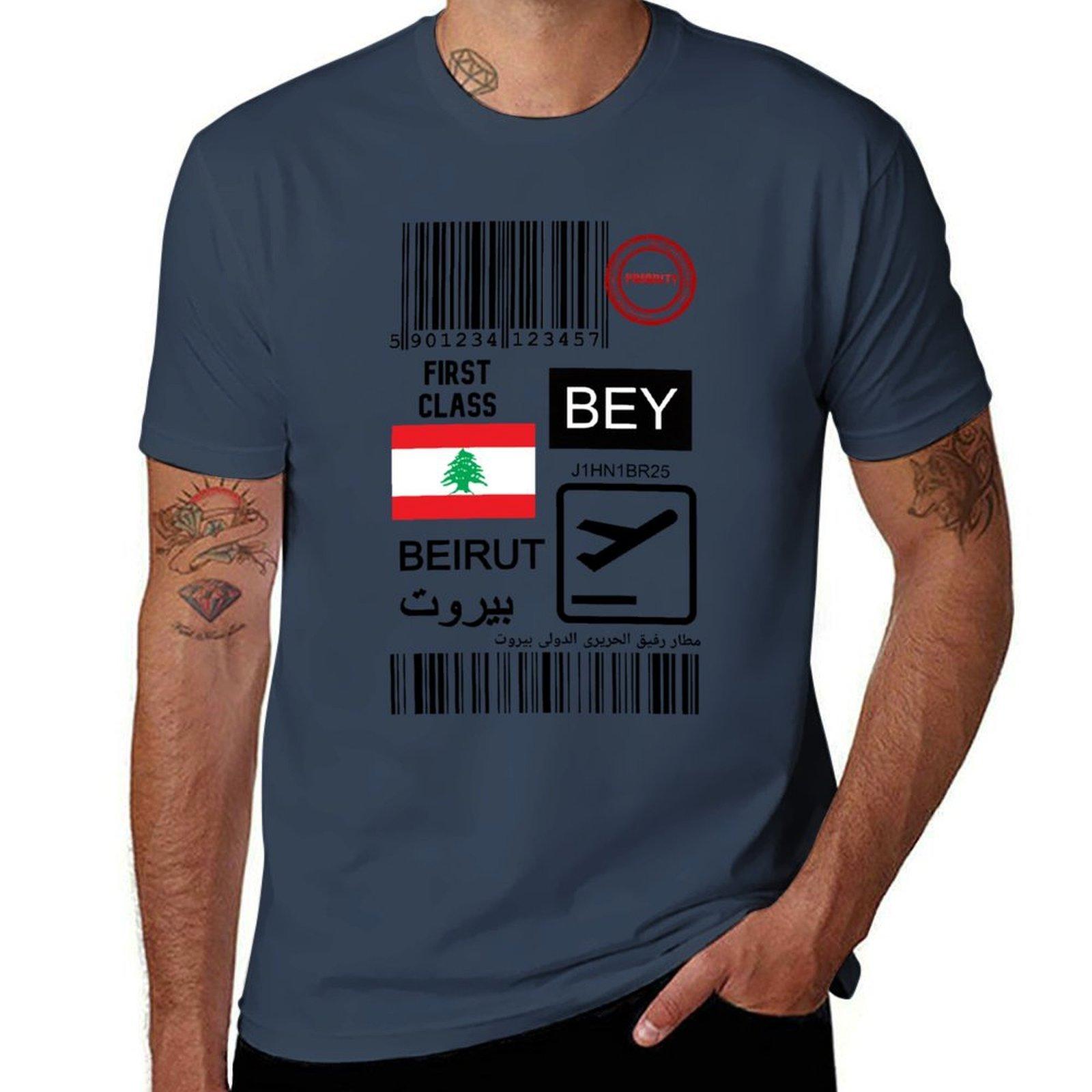Международный аэропорт имени Рафика Харири в Бейруте Бирка для багажа / Билет Футболка футболки дизайнерские футболки для мужчин хлопковая футболка S