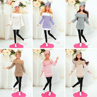1 Set 30cm DIY Doll Accessories Girl Clothes Casual Wear Hats Winter Wear Sweaters Dolls Pants
