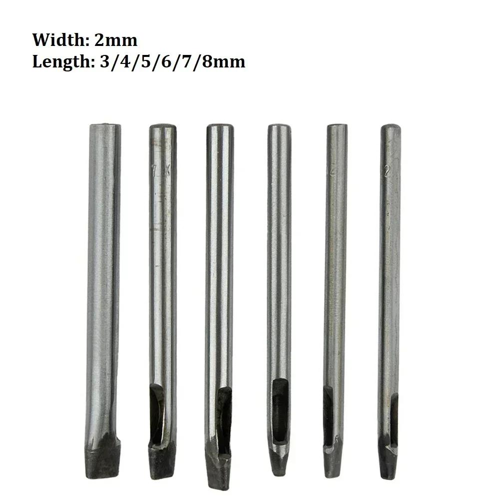 6 stk 2 mm bredde Lær Oval Form Hullslag Stål Håndverk Hul Hullslag Lærverktøy Lærbelte Hullslag DIY-verktøy