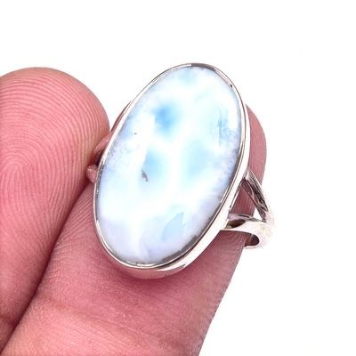 Natural Republic Larimar Gemstone 925 Solid Sterling Silver Gift Ring S.7 C4n91