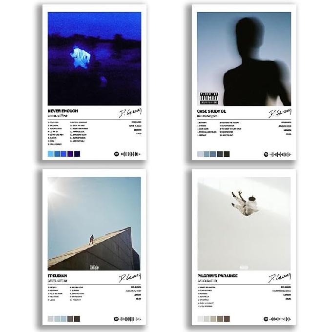 

Daniel Poster Caesar Album Cover Signed Limited Edition Posters (Set of 4) Unframed 8inch X 12inch(20 X 30cm) Room Aesthetic Scannable Song Code