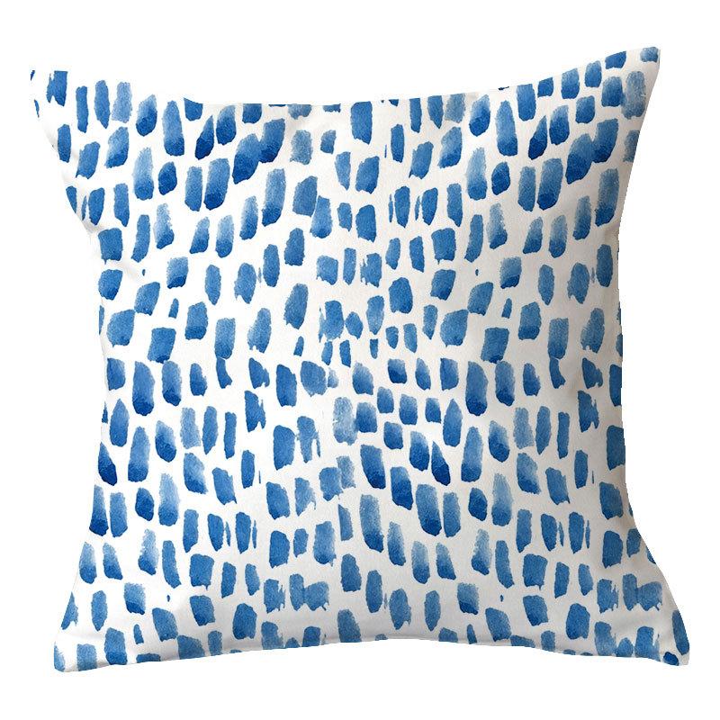 Simple New Blue Geometric Plush Pillowcase Home Fabric Sofa Pillow Cushion Cover Design