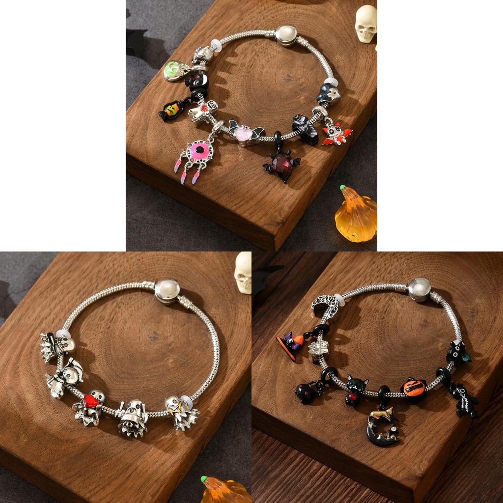Bracelet Charm Bracelet Squelette Citrouille d'Halloween Pour Enfants et Adolescents