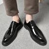 New Luxury Men White Brogue Lace Up Patent Leather Loafers Male Casual Moccasins Oxfords Driving Shoes Wedding Party Prom Flats
