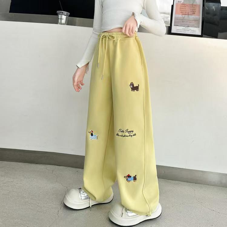 2025 Girls' Spring Wide-Leg Trousers: Stylish Joggers & Sweatpants for Older Children