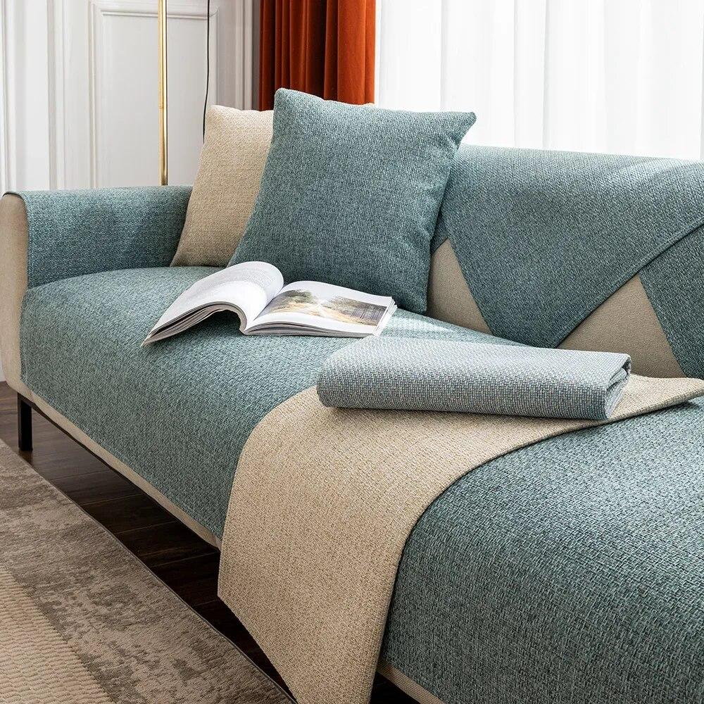 

Современный чехол для дивана из хлопкового льна, однотонный, четырехсезонный, универсальный, нескользящий, для диванной подушки, чехол для гостиной, чехол для мебели от пыли 70x180cm 1pcs