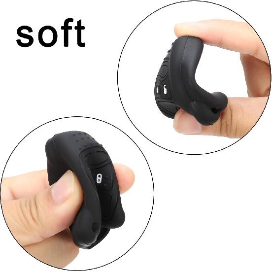 TOMALL 2Pcs Silicone Key Fob Cover 3 Buttons Compatible with Jeep Chrysler Dodge 2007-2018 Wrangler Flip Key Jacket Protector Holder Remote Rubber