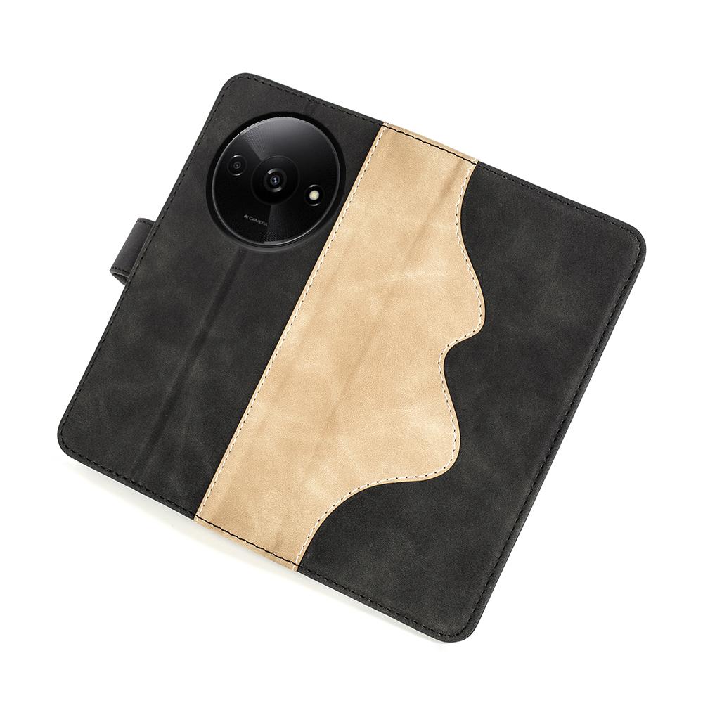 For Xiaomi Redmi A3/Poco C61 4G Wallet Case PU Leather Color Splicing Shockproof Phone Cover