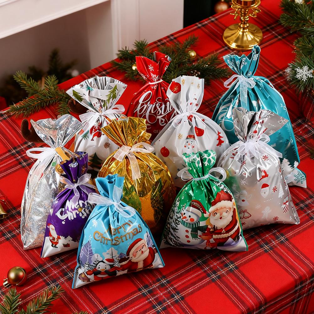 30 Stück Weihnachten Kordelzug Geschenktüte Neujahr Große Süßigkeiten Keks Verpackungsbeutel Navidad Weihnachten Heimparty Dekoration