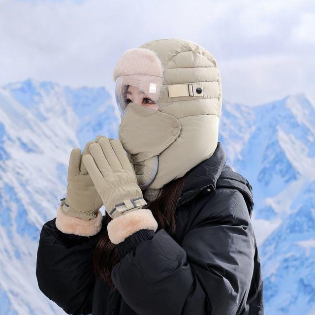 Pull chaud et coupe-vent graffiti tendance pour enfants et femmes, protection des oreilles, bonnet à masque, bonnet pour lunettes de ski