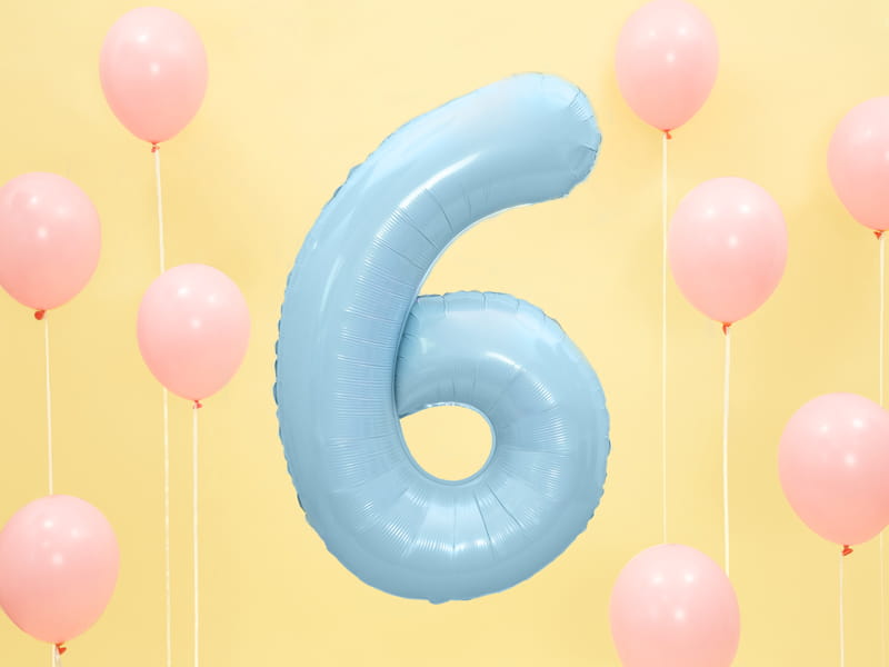Foil Balloon Number ""6"" Blue 86 Cm