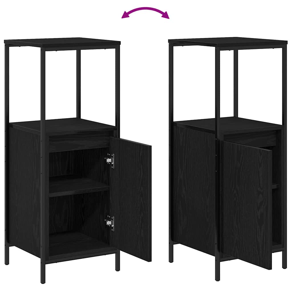 Bathroom Furniture Set 3 Pcs Black Oak Effect Wood Based Material