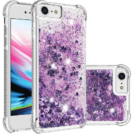 Kompatybilne z etui na iPhone SE 2020, Błyszczące brokatowe przezroczyste etui Pływający piasek kwarcowy Odporne na wstrząsy Ochronne Błyszczące Silikonowe Miękkie etui TPU dla iPhone 6/7