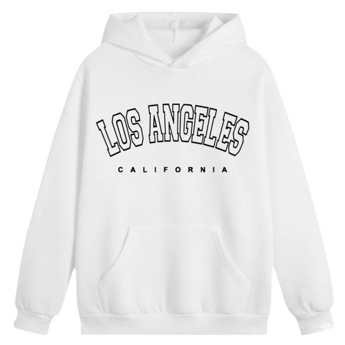 Sweat à Capuche - NPZ - Los Angeles - Mixte Enfant - Blanc - Manches Longues - Poche Kangourou