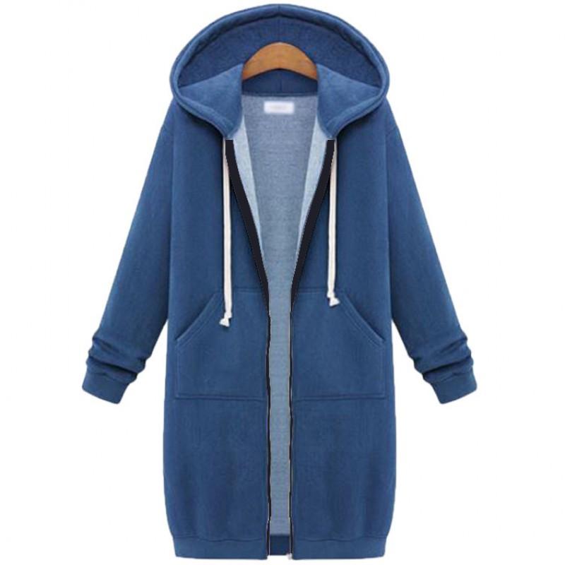 Womens Oversized Long Hooded Sweatshirt Thick Fleece Pullover Coat Winter Casual Loose Fit Plus Size
