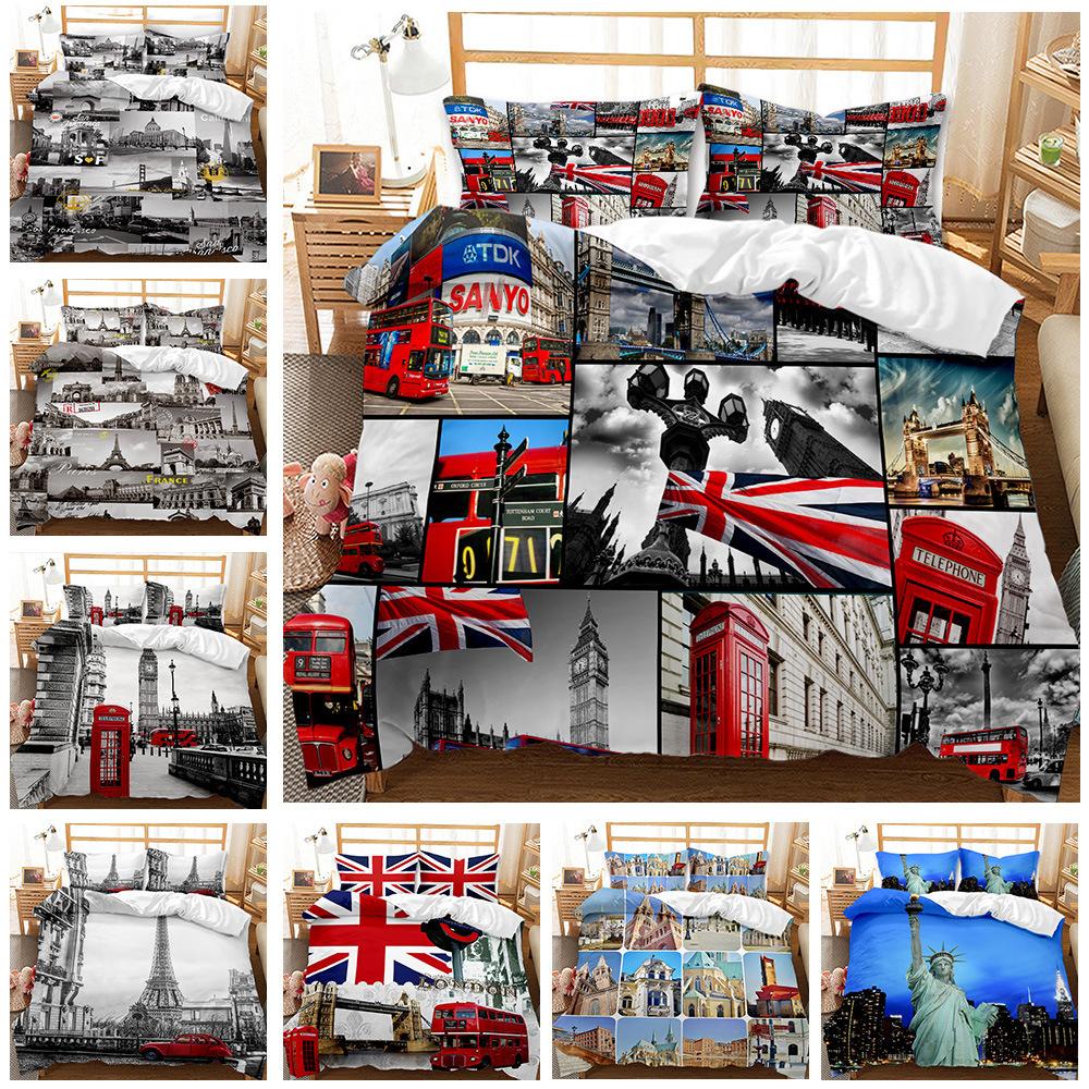 Building Three-Piece 3D Digital Printing Bedding Quilt Cover