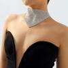 Retro Multi-row Flash Diamonds Bib Necklace Exaggerated Geometric Triangle Full Rhinestones Clavicle Chain for Female
