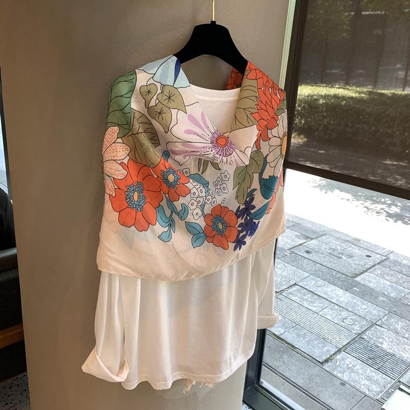 Ethnic Style Scarf Shawl Cape Travel Sunscreen Scarf Air Conditioner Silk Scarf Premium Versatile Silk Scarf Outer Shawl