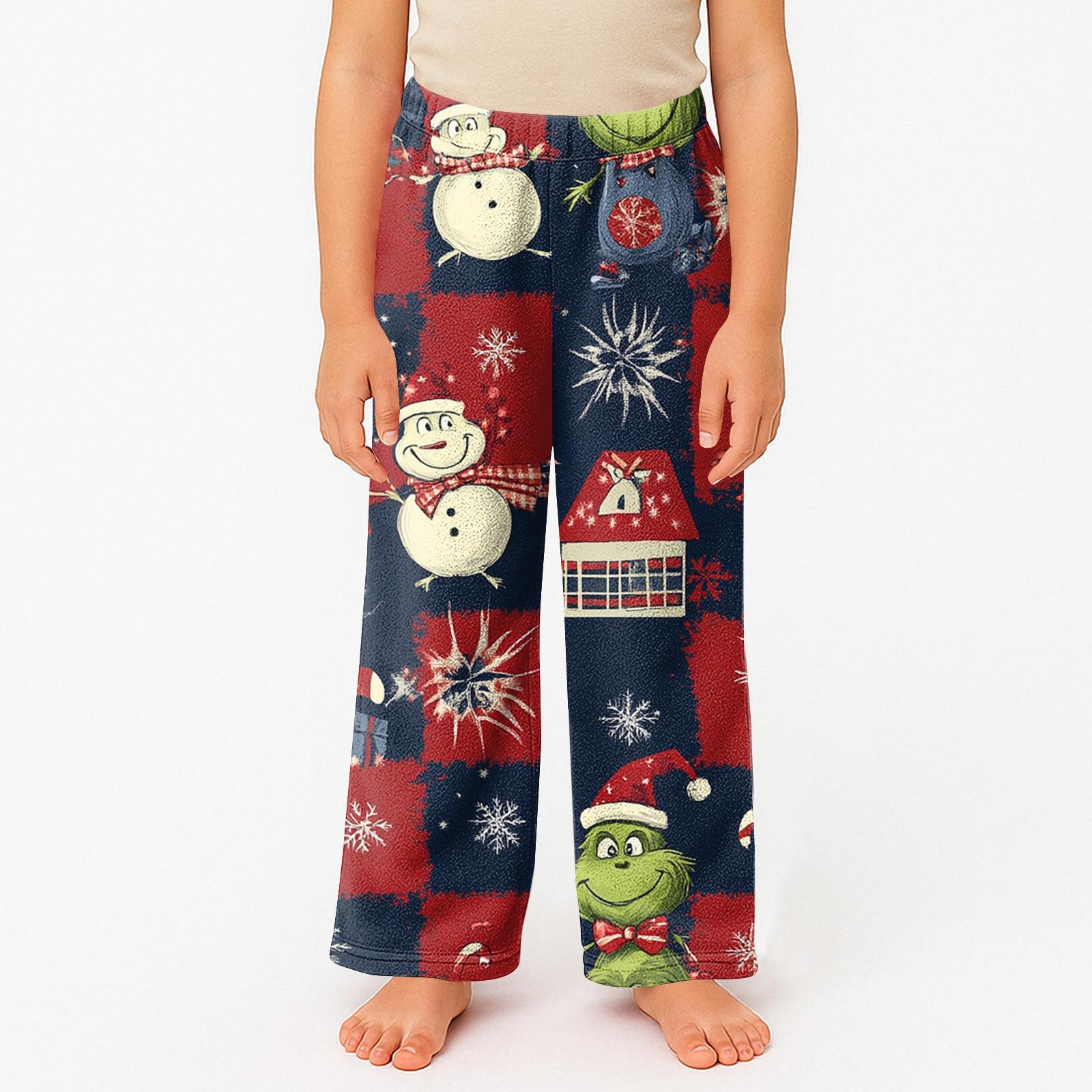 

Детские пижамные брюки с принтом, мягкие, удобные, детские зимние пижамные брюки 120