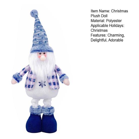Yousheng Long Leg Christmas Plush Doll Standing Santa Snowman Reindeer Figure with Stretchable Leg for Holiday Winter Home Decoration