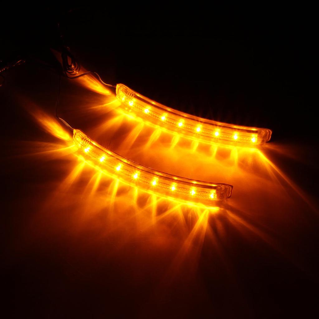 2x Universal LED Rearview Mirror Light Strip Lamp Turn Signal Indicator ...