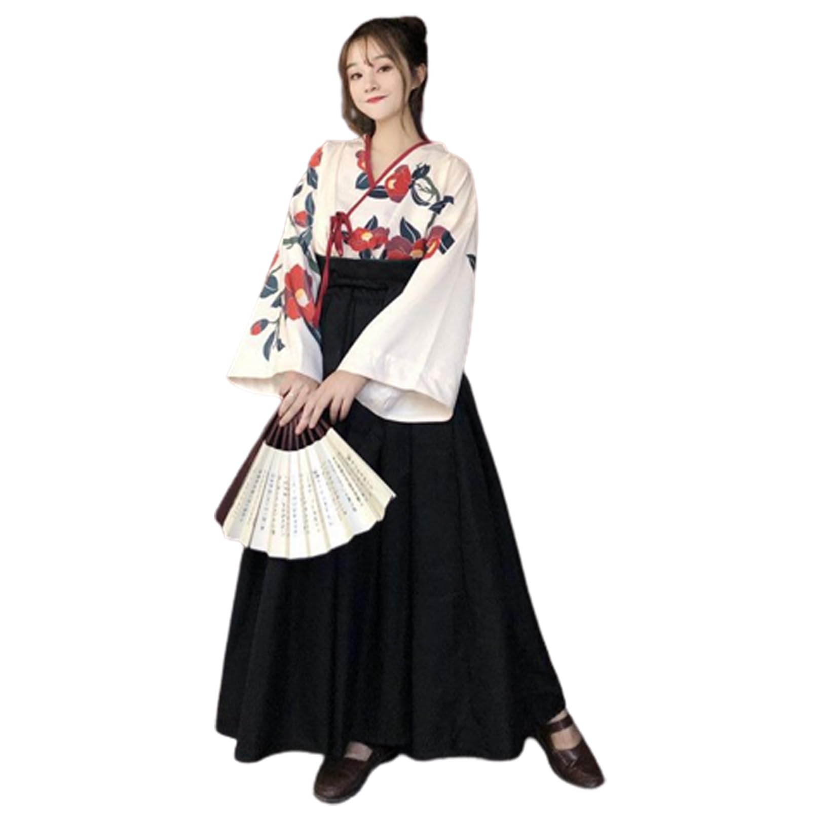 

Taisho Roman Hakama Cosplay Kimono Japanese Clothes Lolita Cultural Festival School Festival Halloween M [sac taske] (Black Size)