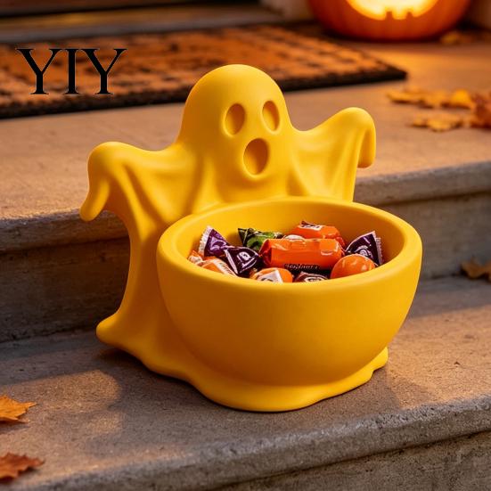 Autumn Party Table Centerpiece 3D Printed Ghost Candy Bowl for Halloween Decorations, Multi-functional Desktop Storage Unique Niche Home Furnishings