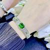 2026 Micro-set Diamond Emerald Bracelet Two-color Gold Diamond High-end Luxury Lady Jewelry Bracelet Jewelry Women