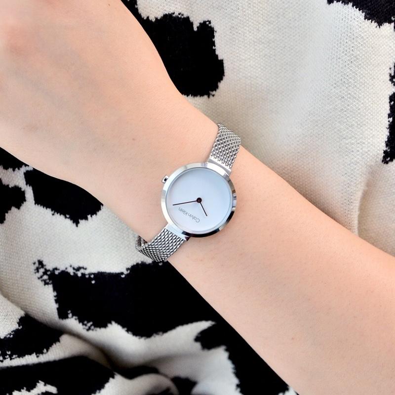 CALVIN KLEIN Eternal Series Watch Quartz Movement Stainless Steel Strap 28mm White Dial Women's Watch Simple Women's Watch 25200082