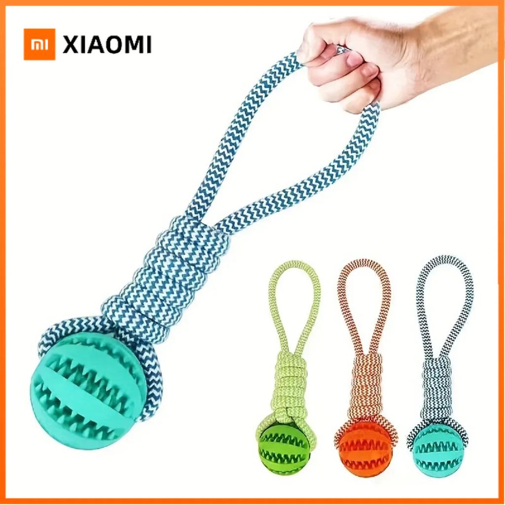 Xiaomi Dog Toys Balls Interactive Treat Rope Rubber Leaking Balls for Small Medium Dogs Chewing Bite Resistant Pet Tooth Cleaning